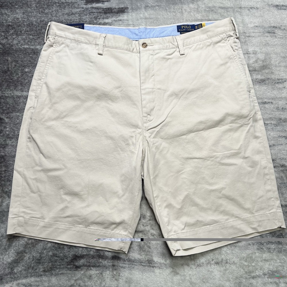 NWT Polo Ralph Lauren Stretch Classic Fit Shorts Mens 40 Tall Tan Flat Front
